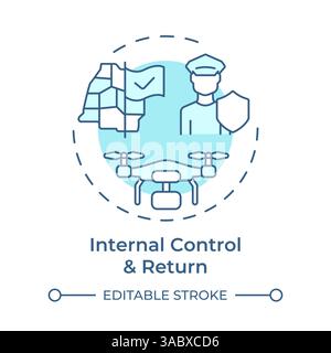 Internal control and return soft blue concept icon Stock Vector