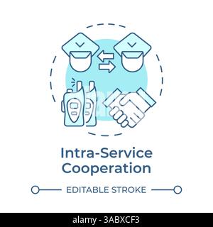 Intra service cooperation soft blue concept icon Stock Vector