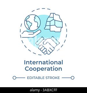 International cooperation soft blue concept icon Stock Vector