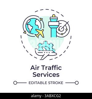 Air traffic services multi color concept icon Stock Vector