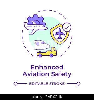 Enhanced aviation safety multi color concept icon Stock Vector