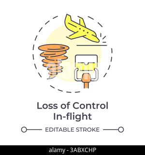 Inflight control loss multi color concept icon Stock Vector