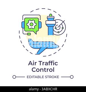 Air traffic control multi color concept icon Stock Vector