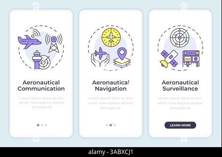 Air navigation service onboarding mobile app screen Stock Vector