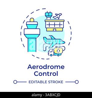 Aerodrome control multi color concept icon Stock Vector