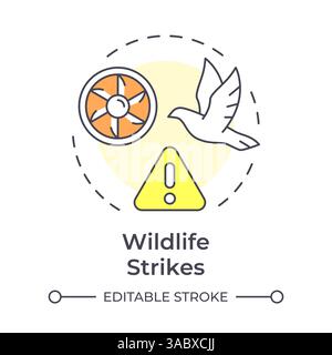 Wildlife strikes multi color concept icon Stock Vector