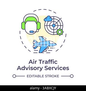 Air traffic advisory services multi color concept icon Stock Vector