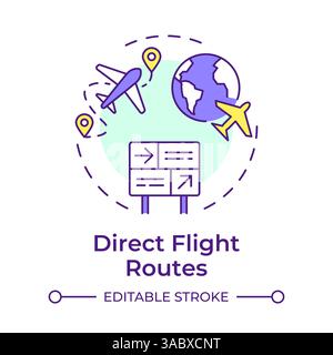 Direct flight routes multi color concept icon Stock Vector