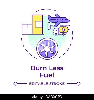 Burn less fuel multi color concept icon Stock Vector