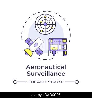 Aeronautical surveillance multi color concept icon Stock Vector