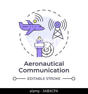 Aeronautical communication multi color concept icon Stock Vector