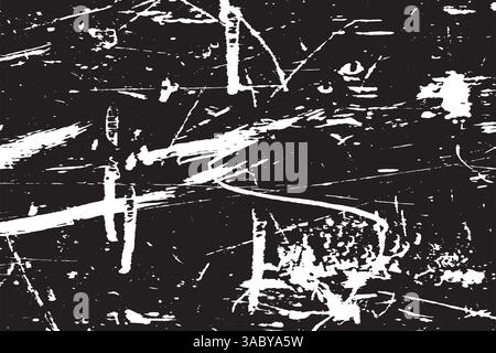Hand drawing. Light Distressed Background. Ink Print Distress Background. Grunge Texture. Simple abstract black and white drawing. Expressive drawing. Stock Vector