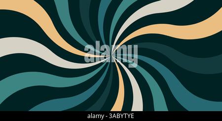 Colorful Abstract Spiral With Twisting Lines in Retro Groovy Style Design Stock Vector