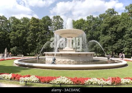 Fountain Wodozbiór "Srodmiescie" (1855) in Ogrod Saski park known as the Saxon Gardens park, central Warsaw, Poland . Stock Photo