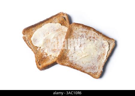 Sliced fresh bread and butter isolated on white background Stock Photo