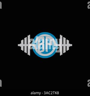 Initial BP logo design with geometric dumbbell and circle line icon vector graphic Stock Vector