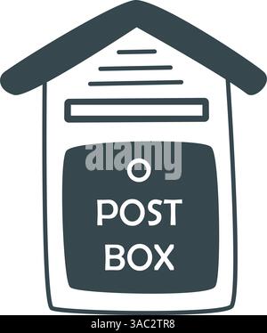 Individual mailbox doodle sketch style. Wall box for letters and correspondence clip art. Black outline illustration postbox, vector graphics Stock Vector