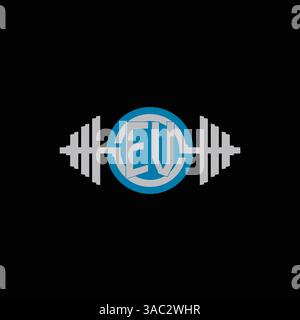 Initial EV logo design with geometric dumbbell and circle line icon vector graphic Stock Vector