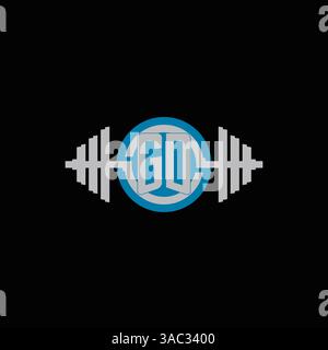 Initial GD logo design with geometric dumbbell and circle line icon vector graphic Stock Vector