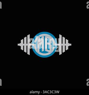 Initial MB logo design with geometric dumbbell and circle line icon vector graphic Stock Vector