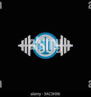 Initial SD logo design with geometric dumbbell and circle line icon vector graphic Stock Vector