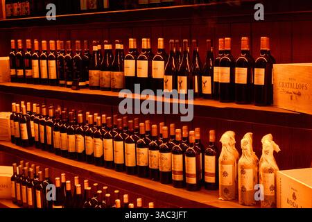 Red wine cellar, Restaurant, Gipuzkoa, Basque Country, Spain Stock Photo