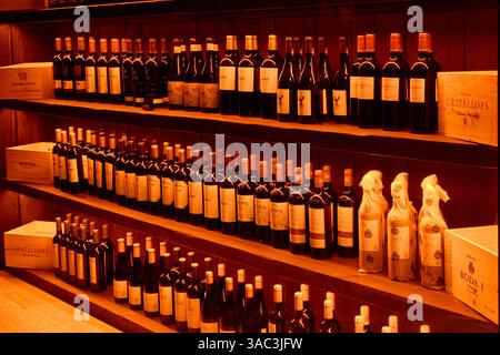 Red wine cellar, Restaurant, Gipuzkoa, Basque Country, Spain Stock Photo