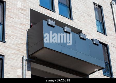New balcony railing with HPL panels Stock Photo - Alamy