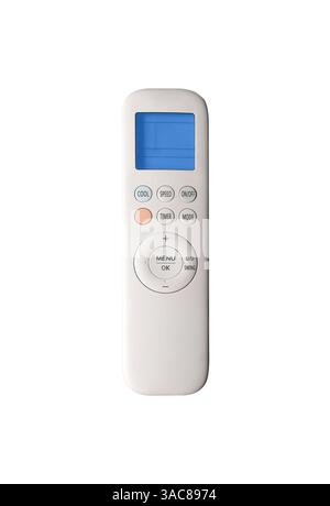 White remote control with blue blank display of air conditioner Stock Photo