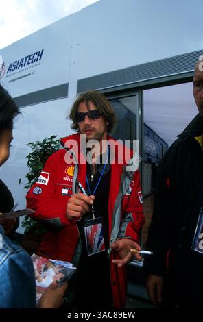 Motor-racing fan Jay Kay (GBR), singer from the pop group Jamiroquai, visits the British Grand Prix...British Grand Prix, Silverstone, England. 15 July 2001  (Credit Image: ©Sutton Motorsports/ZUMA Press) Stock Photo