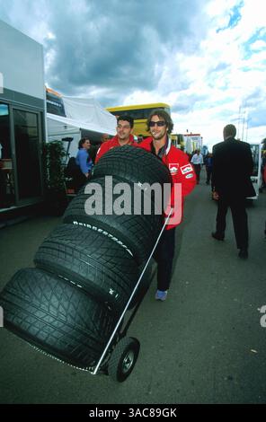 Motor-racing fan Jay Kay (GBR), singer from the pop group Jamiroquai, visits the British Grand Prix...British Grand Prix, Silverstone, England. 15 July 2001  (Credit Image: ©Sutton Motorsports/ZUMA Press) Stock Photo