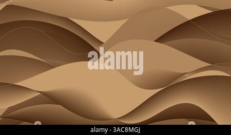 An abstract brown background vector. Curved waves in beige color. 3d wavy brown texture. Stock Vector