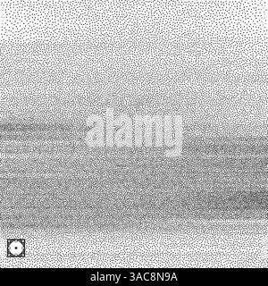 Wavy background. Black and white grainy dotwork design. Pointillism pattern. Stippled vector illustration. Stock Vector