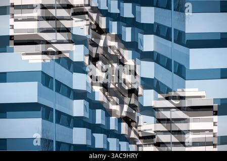Abstract Symmetrical Design with Futuristic Geometric Patterns, Mirrored Technological Background with Sleek Fractal Aesthetics Stock Photo