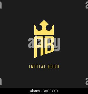 Monogram AB logo shield crown shape, elegant and luxury initial logo style vector graphic Stock Vector