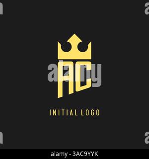 Monogram AC logo shield crown shape, elegant and luxury initial logo style vector graphic Stock Vector