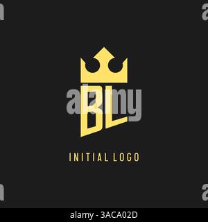 Monogram BL logo shield crown shape, elegant and luxury initial logo style vector graphic Stock Vector