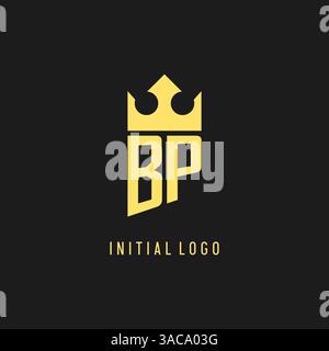 Monogram BP logo shield crown shape, elegant and luxury initial logo style vector graphic Stock Vector