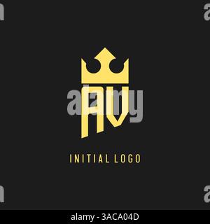 Monogram AV logo shield crown shape, elegant and luxury initial logo style vector graphic Stock Vector