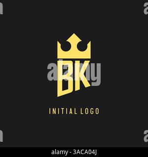 Monogram BK logo shield crown shape, elegant and luxury initial logo style vector graphic Stock Vector