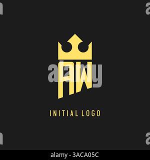 Monogram AW logo shield crown shape, elegant and luxury initial logo style vector graphic Stock Vector