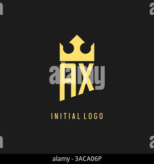 Monogram AX logo shield crown shape, elegant and luxury initial logo style vector graphic Stock Vector