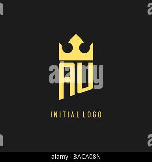 Monogram AU logo shield crown shape, elegant and luxury initial logo style vector graphic Stock Vector