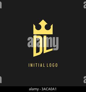 Monogram DL logo shield crown shape, elegant and luxury initial logo style vector graphic Stock Vector