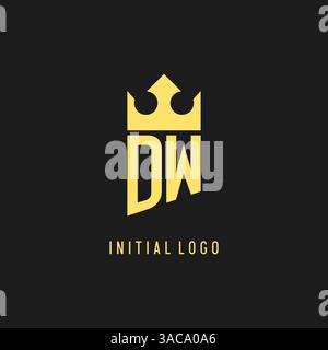 Monogram DW logo shield crown shape, elegant and luxury initial logo style vector graphic Stock Vector