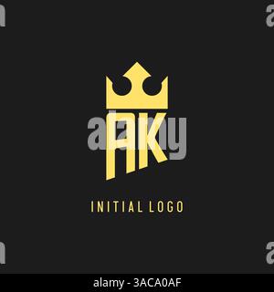 Monogram AK logo shield crown shape, elegant and luxury initial logo style vector graphic Stock Vector