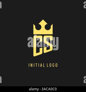 Monogram CS logo shield crown shape, elegant and luxury initial logo style vector graphic Stock Vector