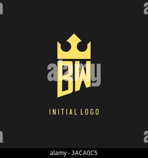 Monogram BW logo shield crown shape, elegant and luxury initial logo style vector graphic Stock Vector