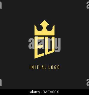 Monogram EU logo shield crown shape, elegant and luxury initial logo style vector graphic Stock Vector