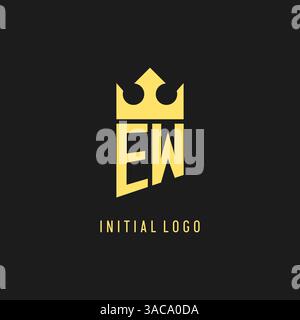 Monogram EW logo shield crown shape, elegant and luxury initial logo style vector graphic Stock Vector